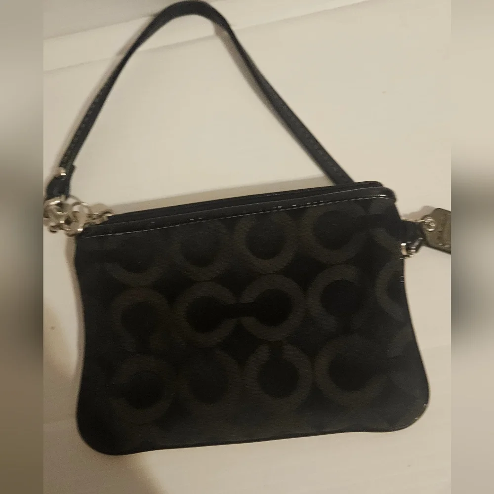 Coach Black Signature Wristlet Clutch